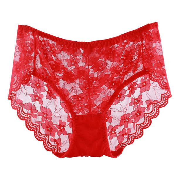 

2pieces/lot thin large size panties for women lace hollow transparent plus size mid waist briefs big female underwear xxxl, Black;pink
