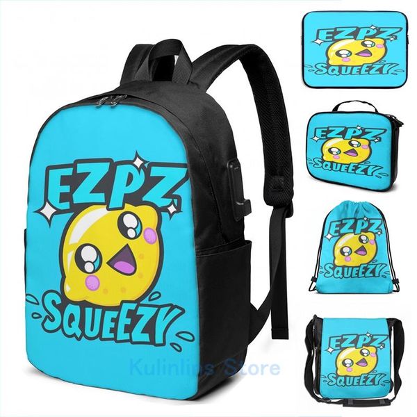 

backpack funny graphic print ezpz lemon squeezy v2 usb charge men school bags women bag travel laptop