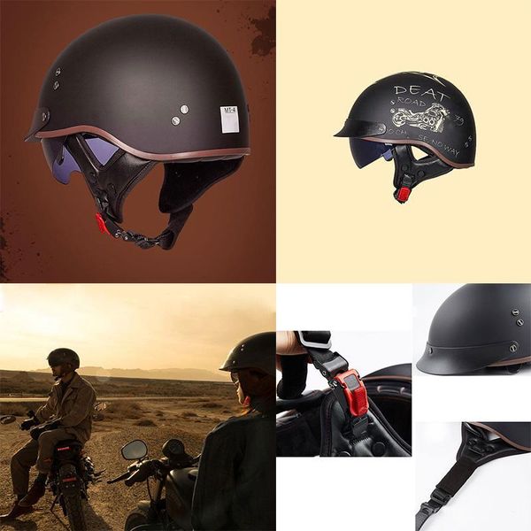 

black vintage motorcycle helmet open face dot approved half retro moto casco capacete motociclistas helmets