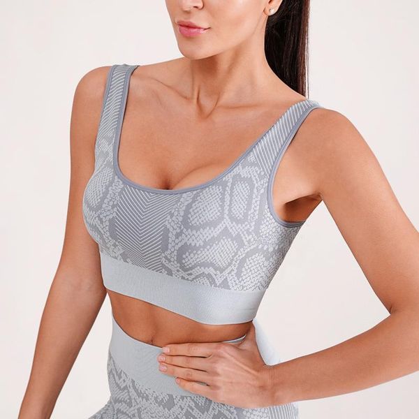 

snakeskin sports underwear women seamless shockproof sport bra summer high elastic running crop ladies sportswear 2021 yoga outfit