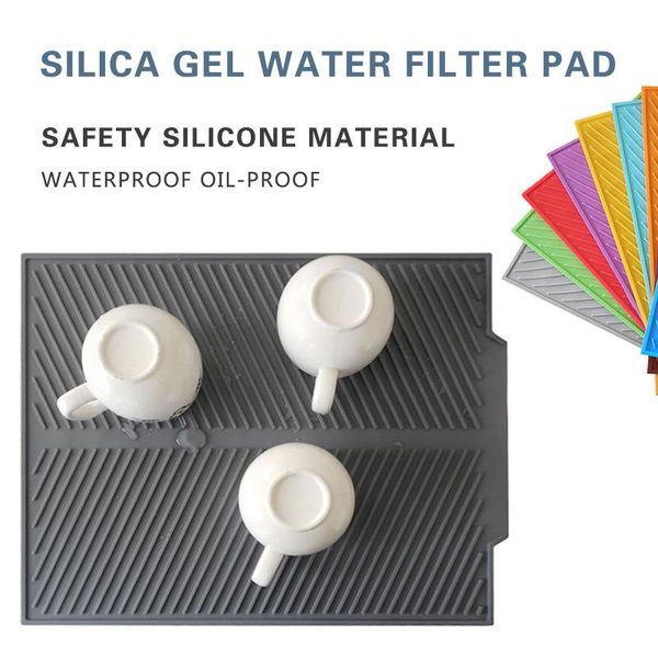 

mats & pads silicone dish drying mat heat resistant draining flume non-slip tray tableware dishwasher durable cushion pad table placemat