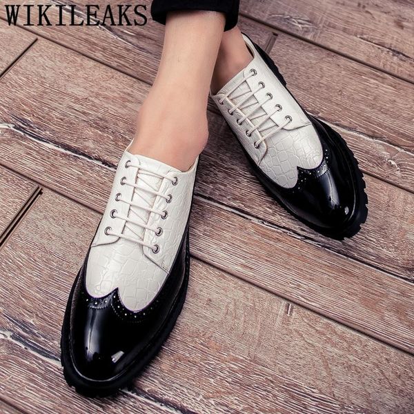 

dress shoes white wedding men 2021 tassel loafers crocodile italian patent leather formal ayakkabi, Black
