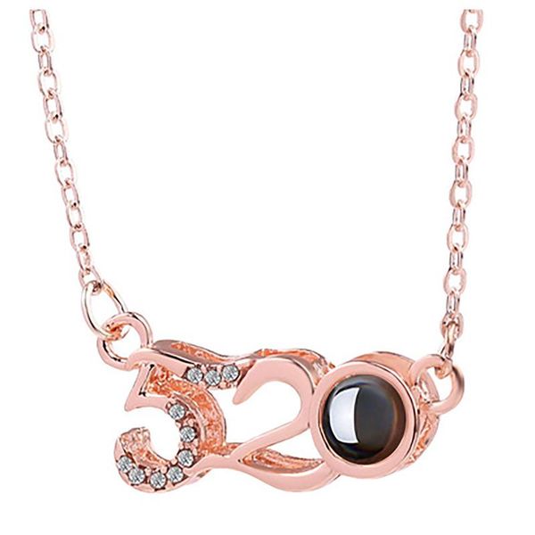 

Chains Constellation Series 100 Languages I Love You Projection Couples Necklace Romantic Memory Wedding Pendant, Silver
