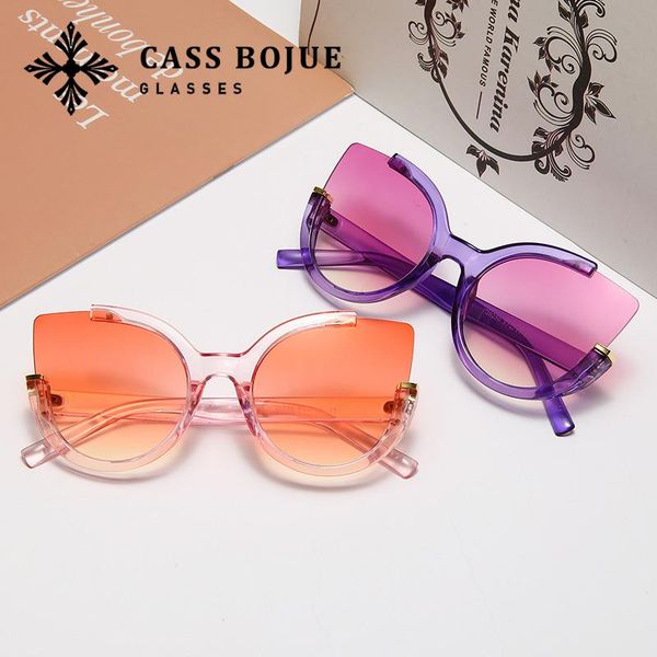 

fashion sunglasses frames cat's eye pink transparent half frame, Black