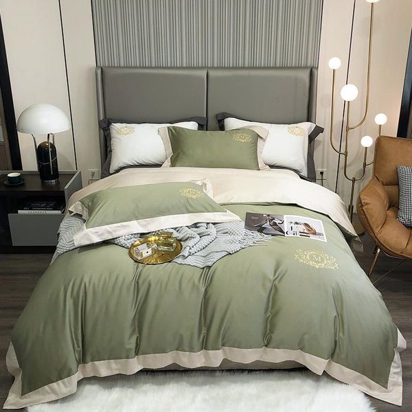 

bedding sets premium patchwork embroidery duvet cover 600tc egyptian cotton luxury set bed sheet pillowcases  king size 4pcc