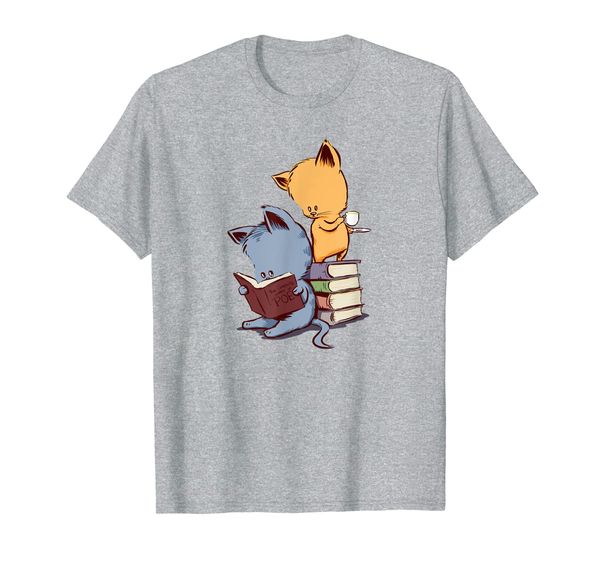 

kittens, cats, tea and books t shirt, White;black