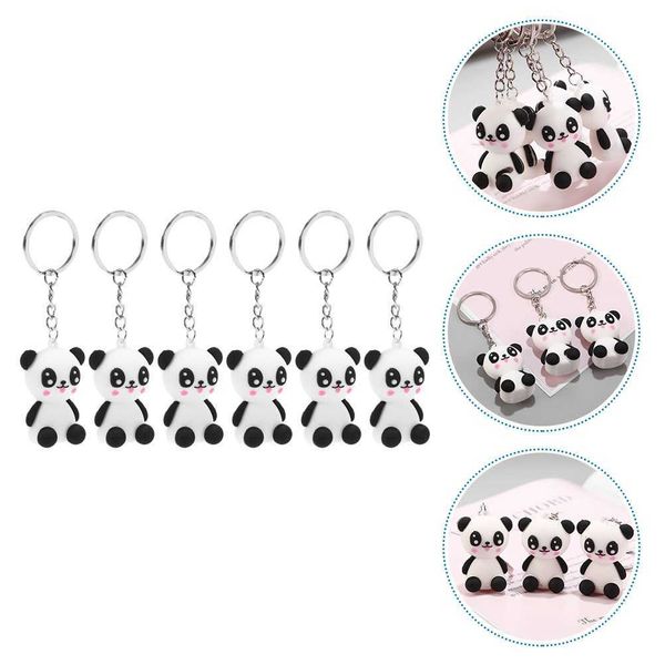 6 pcs cola flexível panda modelo keychain cartoon chaveiro saco de suspensão g1019