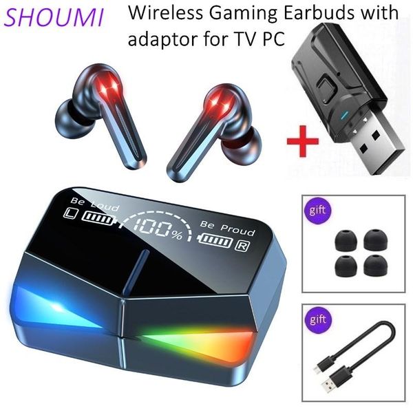

headphones & earphones shoumi gaming earbuds bluetooth tws true wireless type-c headset stereo gamer earbud usb adaptor with microphone for