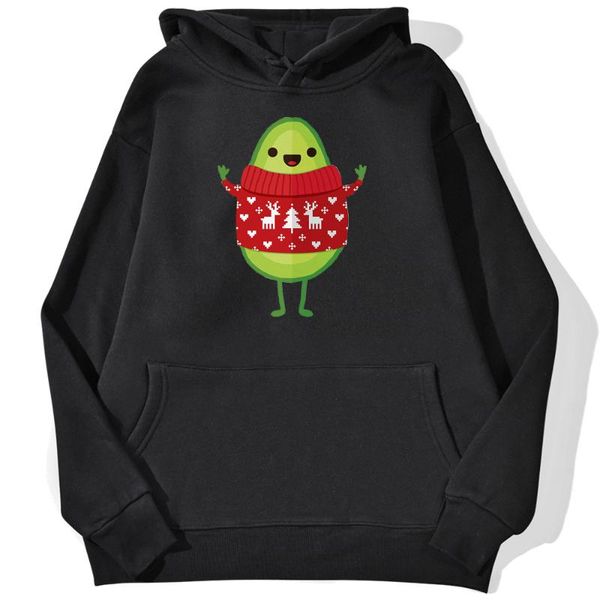 

women's hoodies & sweatshirts christmas cartoons avocado print women loose streetwear hip hop street sweatshirt sport casual hoodie fem, Black