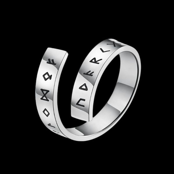 

wedding rings stainless steel odin norse viking amulet rune men ring fashion words retro jewelry couple valentine's days gift osr886, Slivery;golden