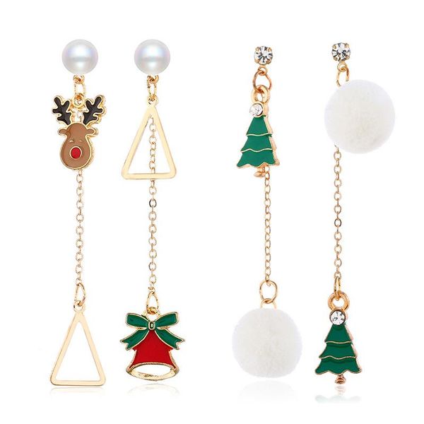 

dangle & chandelier asymmetric christmas tassel earrings santa claus xmas tree elk merry drop for women 2021 navidad natal gifts, Silver