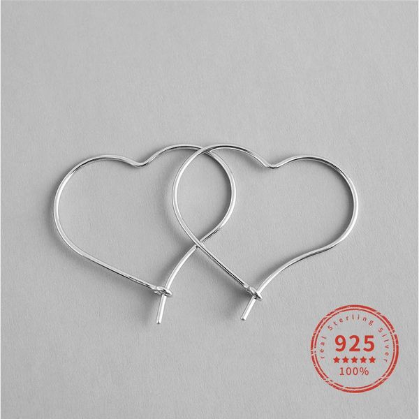 

100% real 925 sterling silver simple versatile hollow heart-shaped earrings fine jewelry ethnic bijoux gift wde077 hoop & huggie, Golden;silver