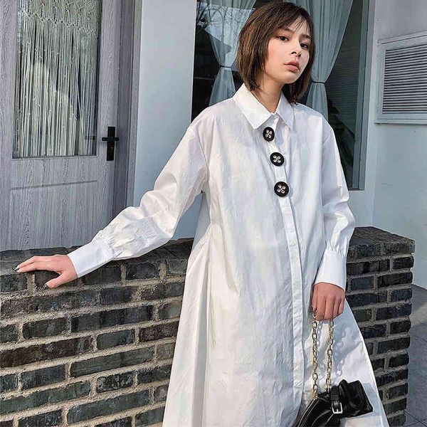 

casual dresses autumn and winter fashion white imitate shirt long chic dress sleeve can base women casualdress loose dresses glvx, Black;gray