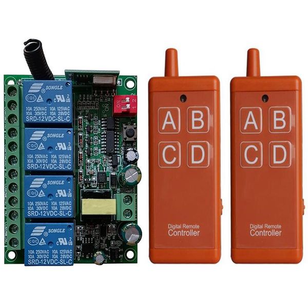 

smart home control 433mhz ac 220v 4ch rf remote switch wireless relay receiver controller usb rechargeable for garage\ door\ led\ bulb