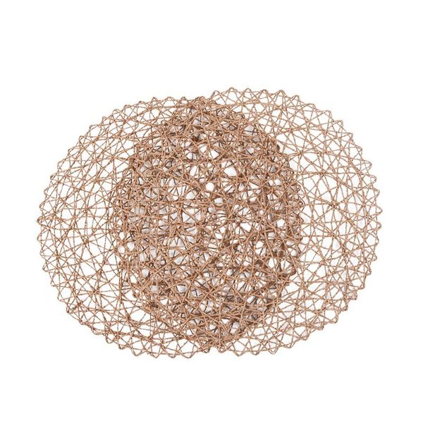 

mats & pads 2pc hollow cup round straw weaving table placemat non-slip mat 38cm