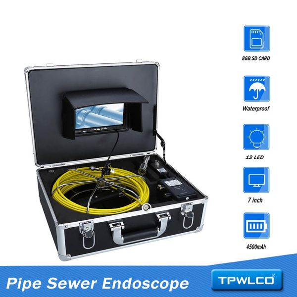 

endoscope cameras 7in 23mm ip68 waterproof protable industrial pipe pipeline sewer inspection video camera with 12 led light ip