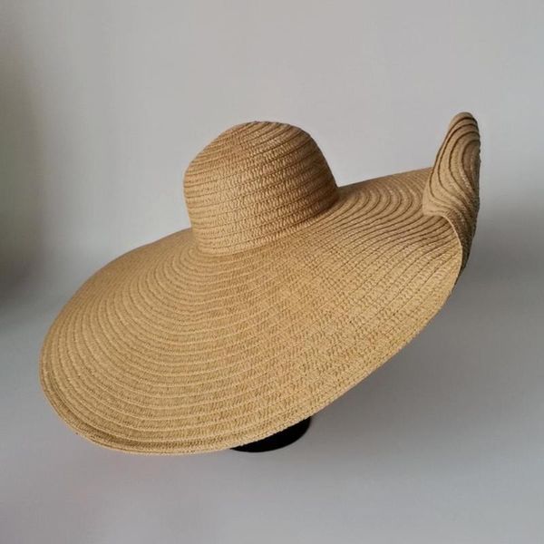 

wide brim hats women straw hat summer solid color all match beach skin-friendly super large sun protection, Blue;gray