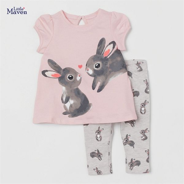 

little maven summer fashion girls sets with rabbit comfort and pretty baby clothes 100% cotton for kids 2 to 7 210903, Blue;red