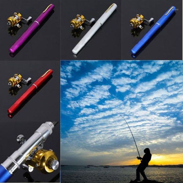 

boat fishing rods mini portable pocket fish pen rod pole reel aluminum alloy us can be put in a small