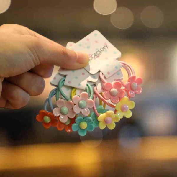 

2pcs new beautiful acrylic flowers princess baby headwear infant bands of elastic hair children strings girls scratch accessories, Pink