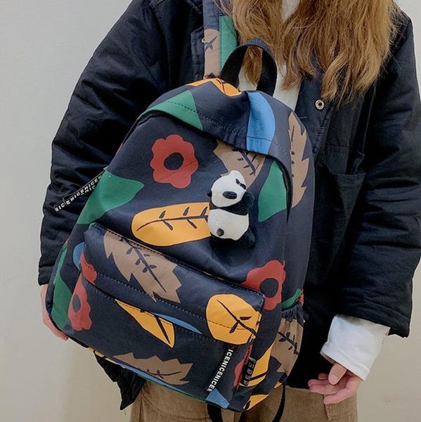 

bohemian women backpack flower print nylon traveler bags fahion teen girls school bag large capacity waterproof