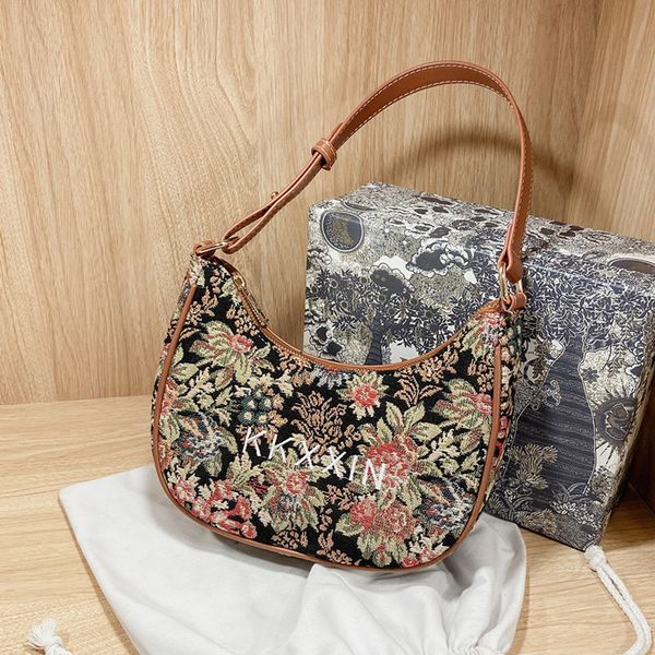 

design jewelry new staff arc armpit old flower pea bag song yanfei li qin same canvas shoulder bag