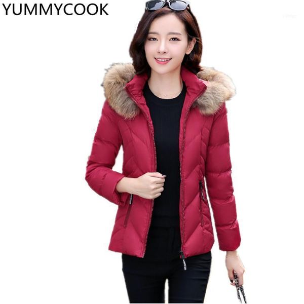 

women's down & parkas large size jacket cotton coat thick winter hooded short slim korean fashion f3461, Black