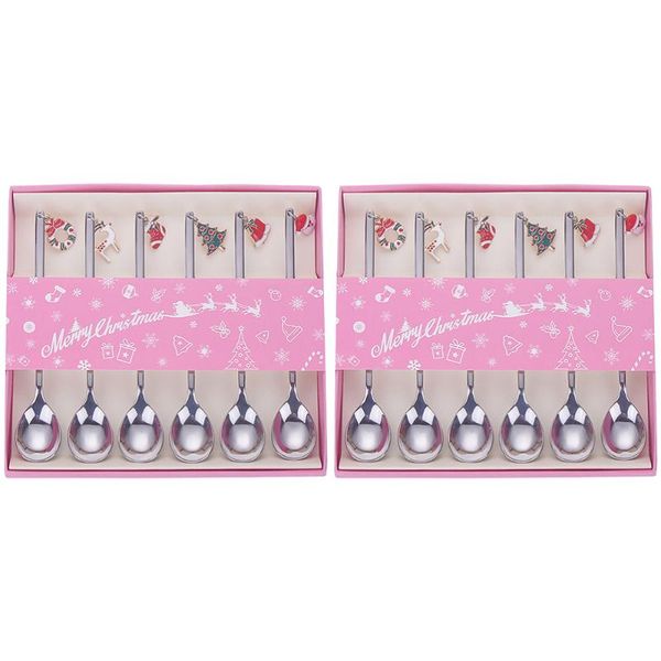 

spoons 12pcs christmas pendant spoon stainless steel stirring dessert
