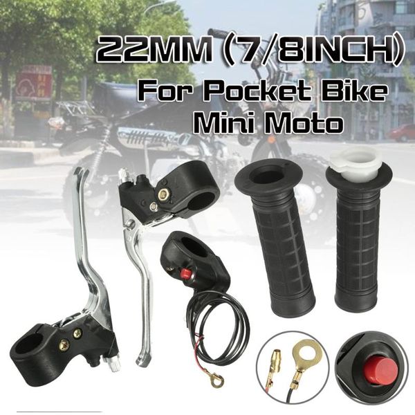 

handlebars 1 set 22mm 7/8" inches handle bar hand grip kill on/off switch throttle brake lever for pocket bike mini moto grips