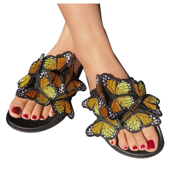

slippers shoes woman 2021 ly arrived women ladies fashion casual butterfly open toe outdoor beach summer shoes#j1, Black