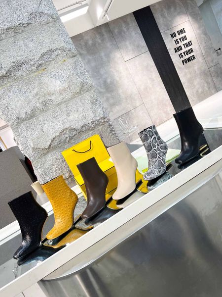 

european winter luxury women's high heels short boots fashion shaped heel features side zipper multi-color leather outsole size 35-42, Black