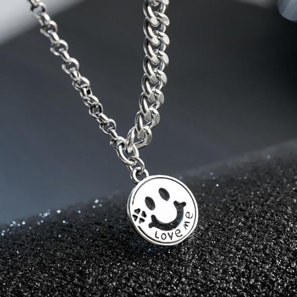 

chains charm retro round hollow smile irregular lady necklace fresh thai silver craft simple jewelry wedding accessories