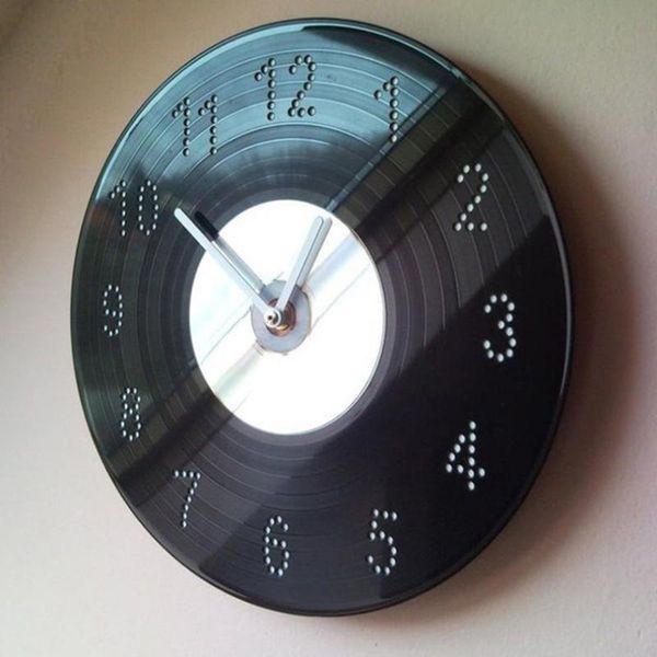 

wall clocks quartz round vintage clock modern design cd black record kitchen watch home decor duvar saati horloge bb50w