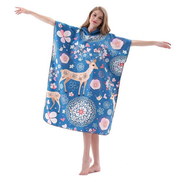 

towel quick-dry bathrobe women man changing robe outdoor hooded beach towels poncho swimming pool