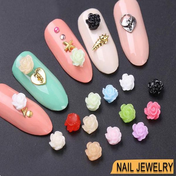 

pcs resin rose nail art rhinestones flower design 12 colors studs for decor accessories zcf09 decorations, Silver;gold