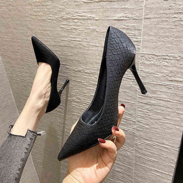 

dress shoes high heels 99613 net red small frh ultra-high shallow mouth thin heels pointed black single shoes women's 2022