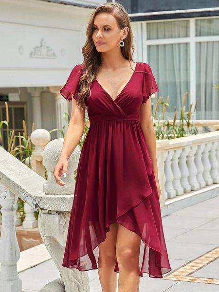 

party dresses asymmetrical hem pagoda sleeves wholesale bridesmaid, White;black
