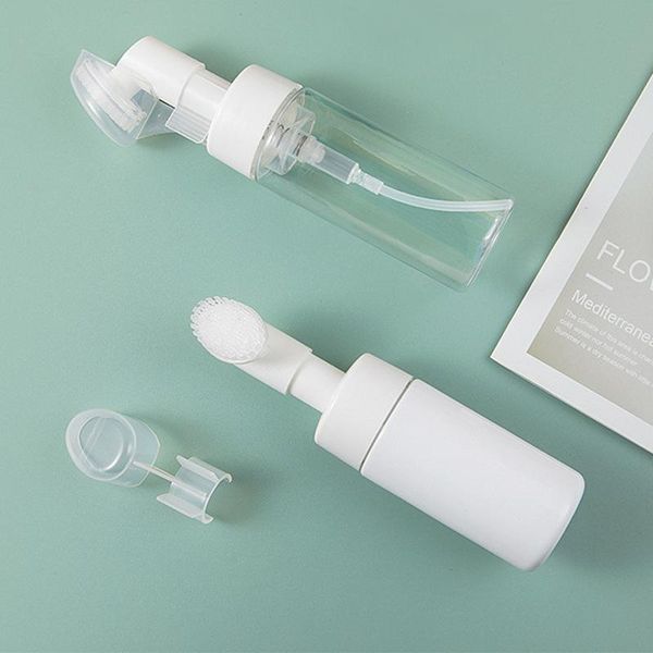 

liquid soap dispenser portable facewashing mousse foam bottles foaming bottle facial cleanser maker with silicone clean brush