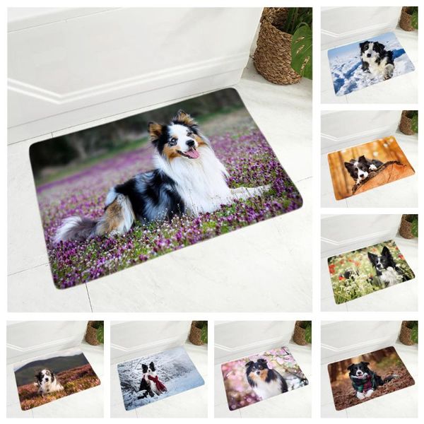 

cushion/decorative pillow pet dog animal scotland border collie door mat non-slip doormat flannel carpet floor for bedroom hallway decor 40x
