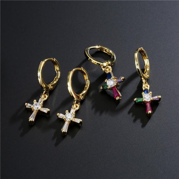 

brand 2021 fashion gold color cute cross earrings for women girl wholesale female party dangle earring gift & chandelier, Silver