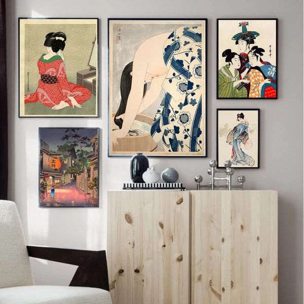

paintings vintage oriental art prints painting pictures wall geisha japanese tsuchiya koitsu modular nordic canvas posters home decor