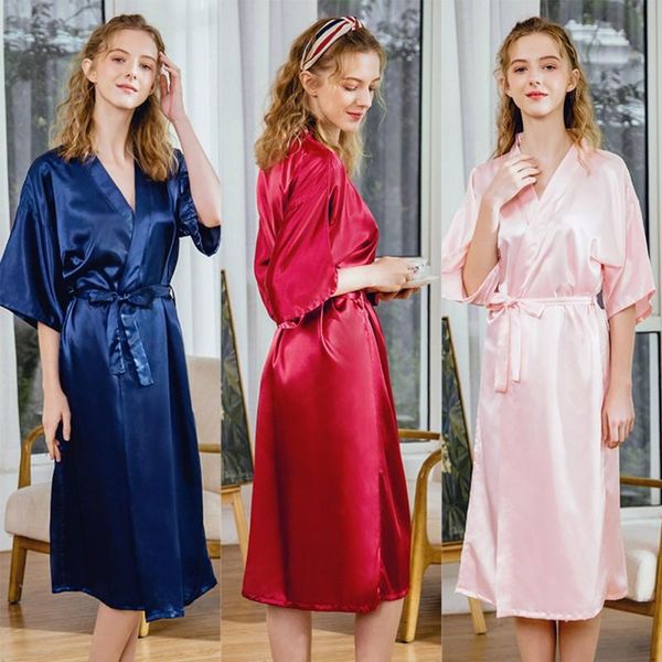

ladies' imitation silk casual half-sleeved sleepwear nightgown and home wear pure color pajamas women's, Black;red