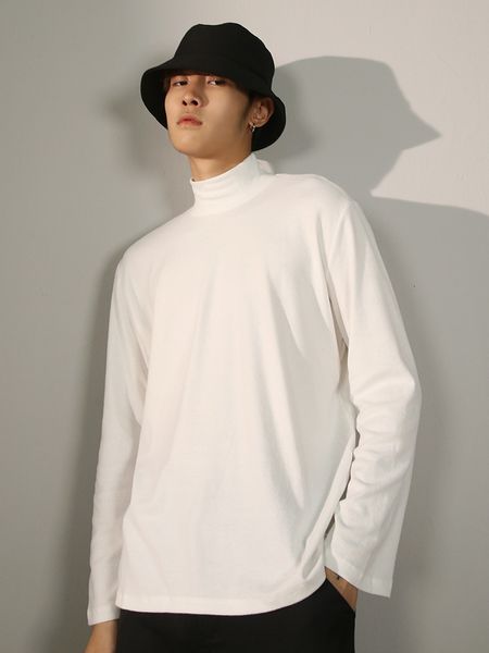 

men's t-shirts half a turtleneck simple fashion male youth loose spring 3u71, White;black