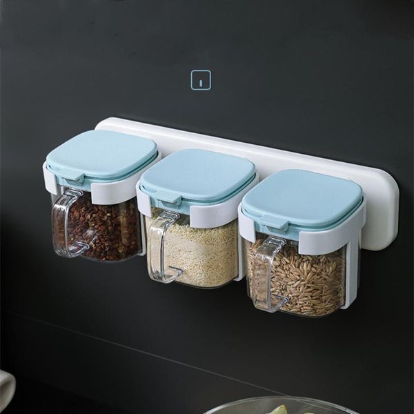

storage bottles & jars wall-mounted kitchen food seasoning box household jar for convenience sugar bowl container set