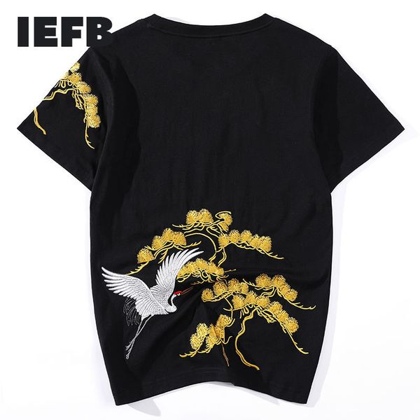 IEFB Men's Chinese Style Tee Tops Embroidery Songhechao Pure Cotton Casual Loose Big Size Couple Short-sleeved T-shirt 9Y5874 210524
