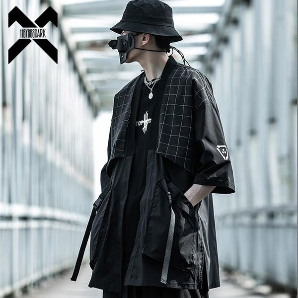 

men's jackets 11 bybb's dark harajuku open stitch men hip hop coats ribbons japanese style male short sleeve streetwear wb397, Black;brown