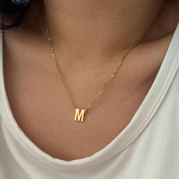 

pendant necklaces trendy name alphabet charm letters chokers necklace for women stainless steel initial letter gift, Silver