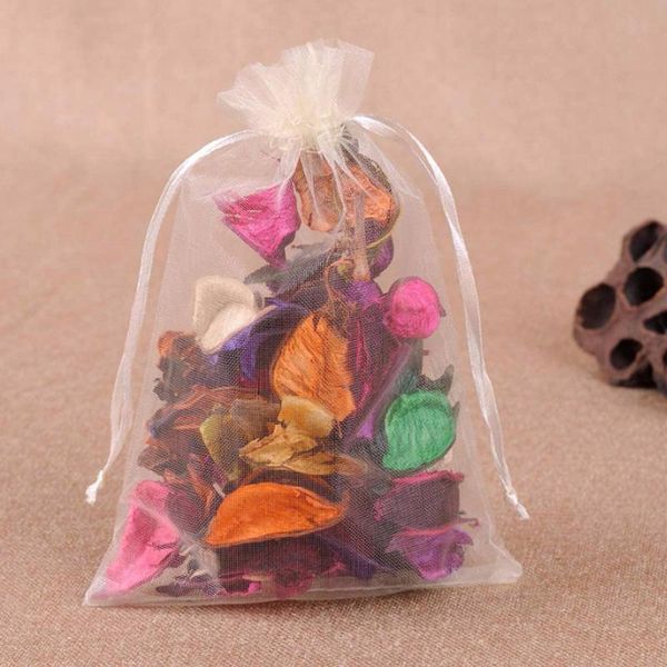 

storage bags flower sachet making tool encrypted white organza drawstring bunch yarn with gift candy food bag 50pcs#g30