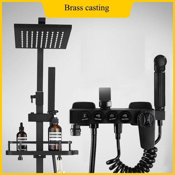 

bathroom shower sets ae01xc-0007 yujie light luxury full copper black household toilet pressurized thermostatic rain set
