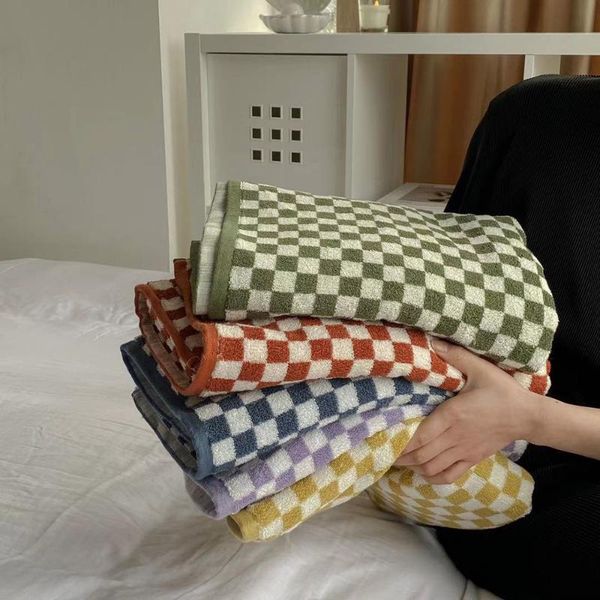 

towel retro ins qi disk plaid cotton wash absorbent large household gifts